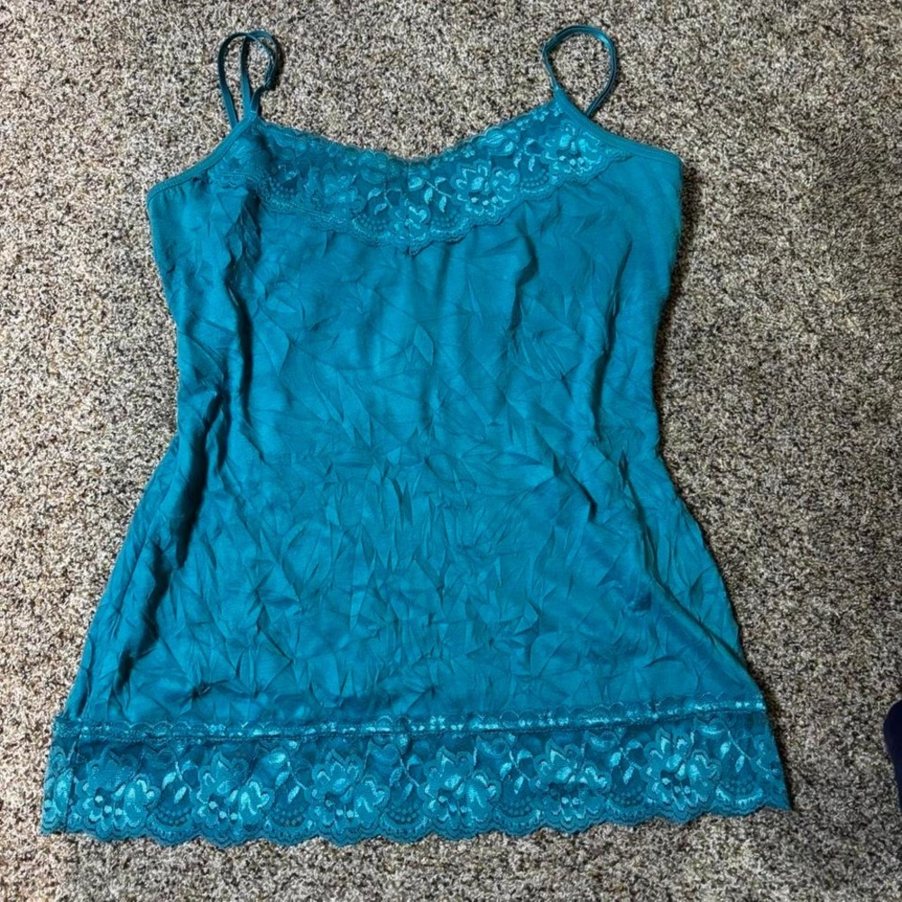 Y2K Maurices blue lace cami top Size M